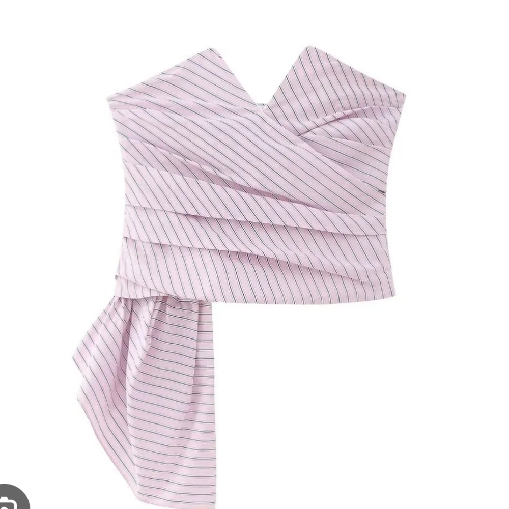 NWT - Zara Striped Pink Asymetrical Top